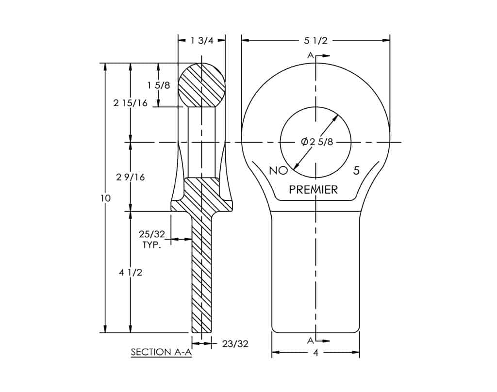 Premier 5 Weld-On Drawbar Eye | # 10000836
