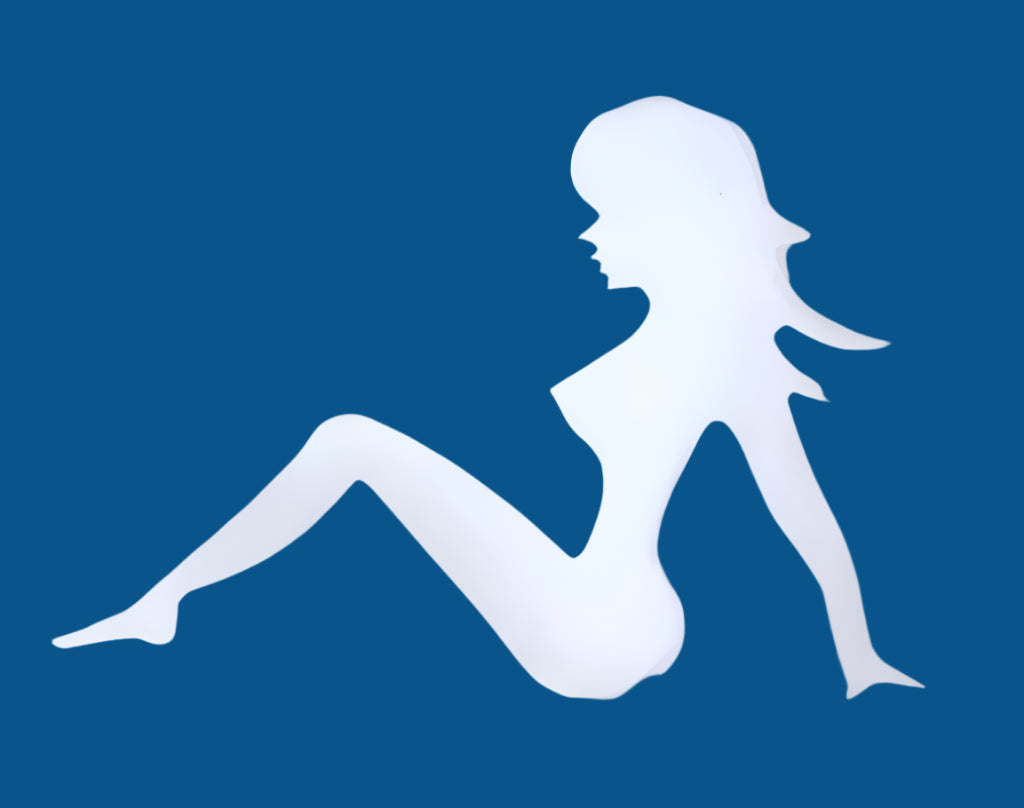 6-1/2" X 9" Chrome Sitting Lady Mud Flap Cutout - Facing Left | # 10902