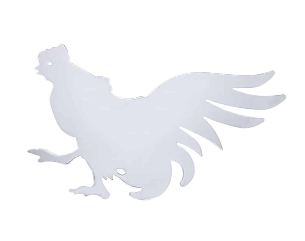 6" X 10" Chrome Chicken Mud Flap Cutout - Facing Left | # 10932