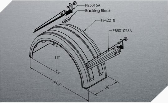 Minimizer™ MIN 221800 Semi Truck Poly Fenders Kit For 22.5" / 24.5" Wheels | Single Axle