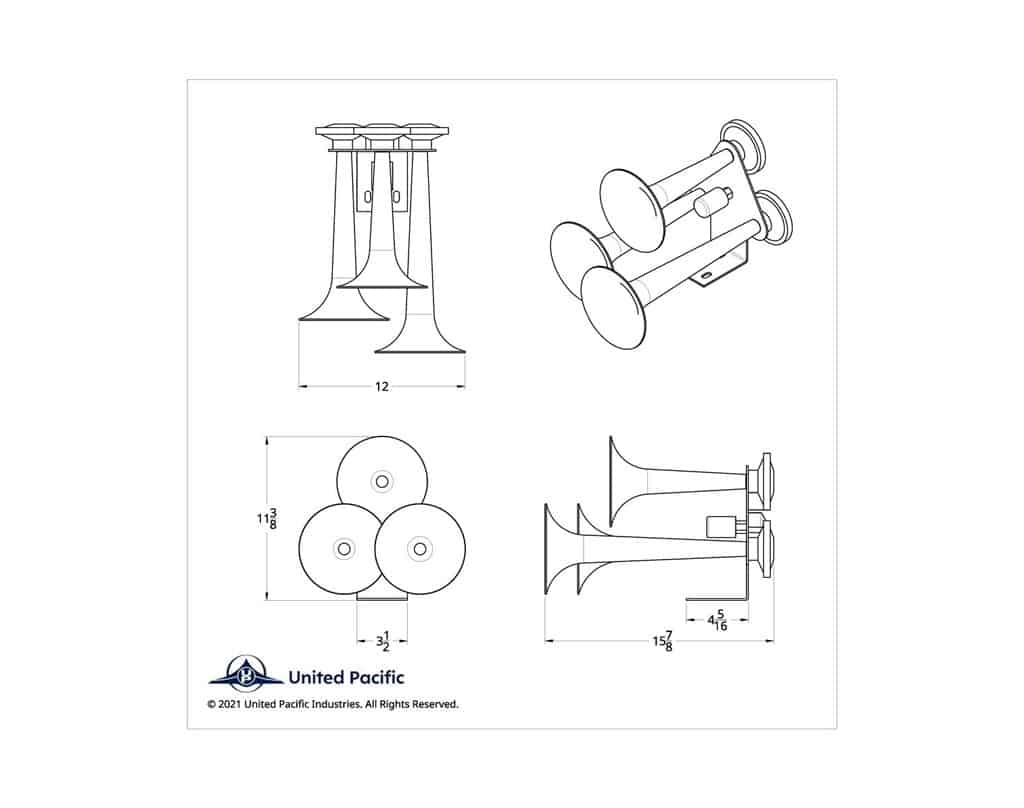 3 Black Trumpets Train Horn | # 46127