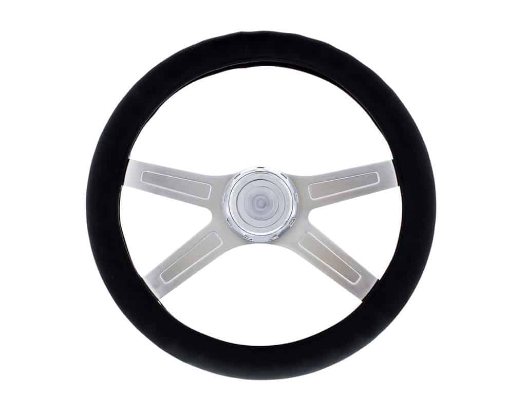 20" Black Leather Truck Steering Wheel Cover | # 70139