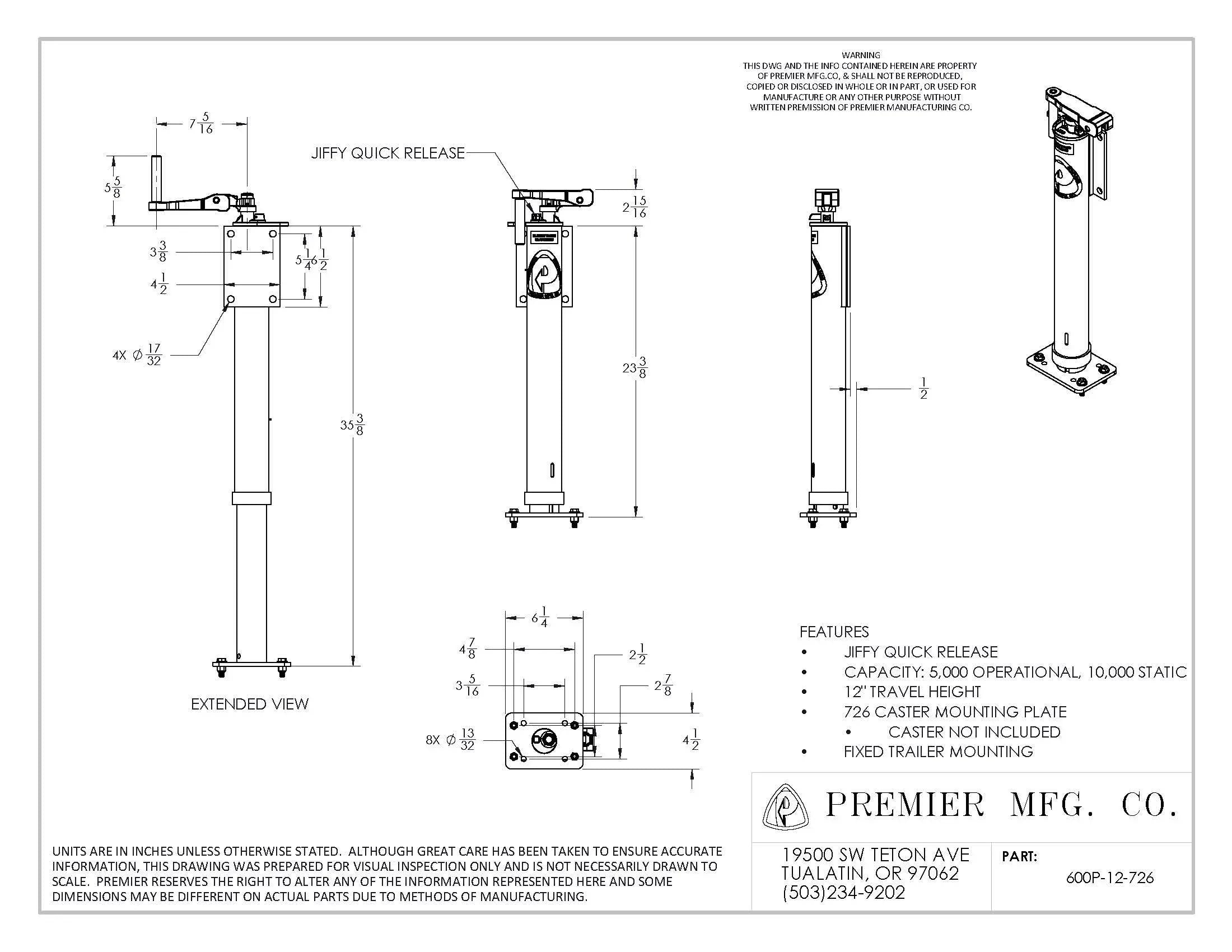 Premier Manufacturing 600 Jiffy Jacks