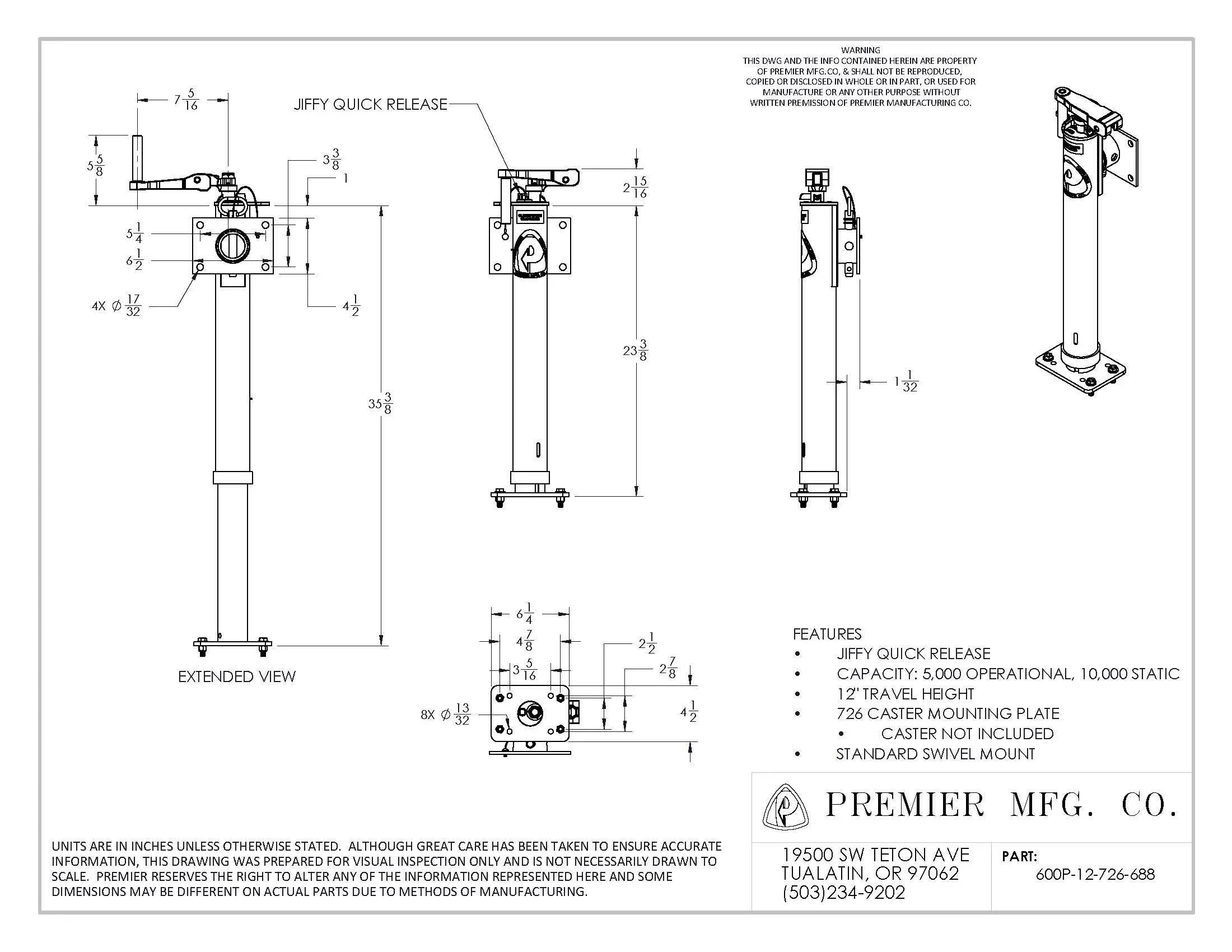 Premier Manufacturing 600 Jiffy Jacks