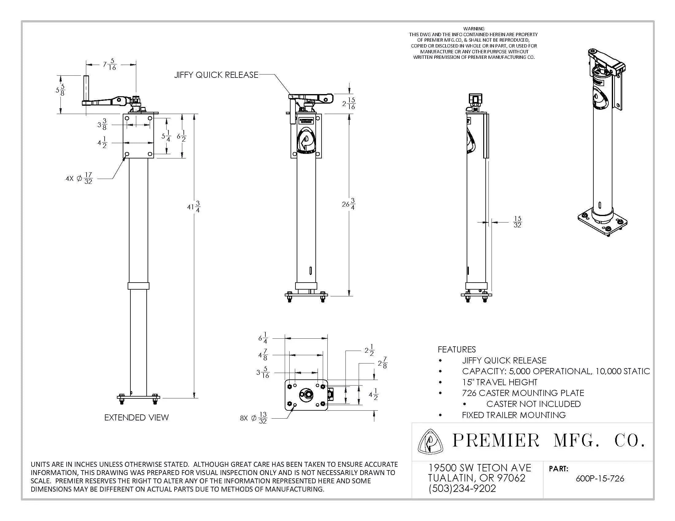 Premier Manufacturing 600 Jiffy Jacks
