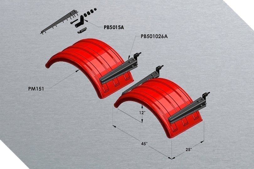 Minimizer™ MIN 150 Semi Truck Poly Fenders Kit For 22.5" / 24.5" Wheels | Single Axle