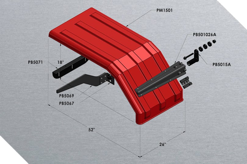 Minimizer MIN1550 Truck Half Fender Set For 22.5" / 24.5" Dual Tires