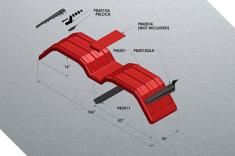 Minimizer™ Truck Fender MIN200 Fits 52"-54" Tandem Axle With 22.5" / 24.5" Dual Tires