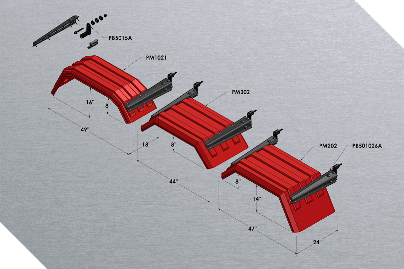 Minimizer™ PM202/302/1021 Semi Truck Fender Kit For Tri-Axle With 22.5" / 24.5" Tires