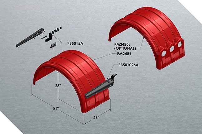 Minimizer™ MIN 2480 Semi Truck Poly Fenders Kit For 24.5" Wheels | Single Axle