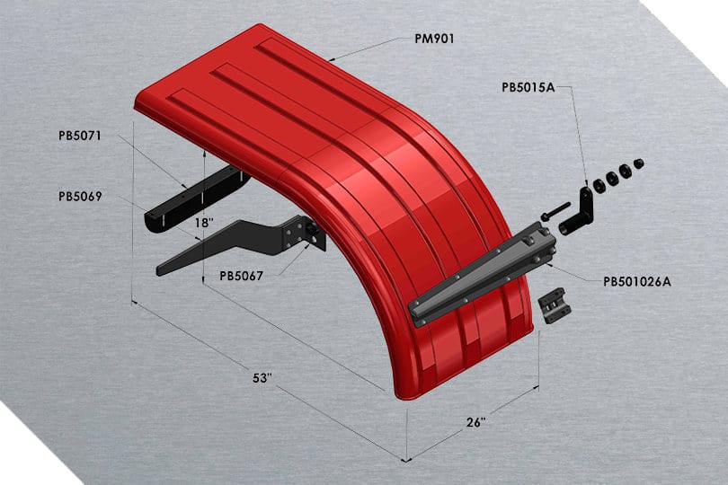 Minimizer™ 950 Semi Truck Half Fender Set For 22.5" / 24.5" Dual Tires