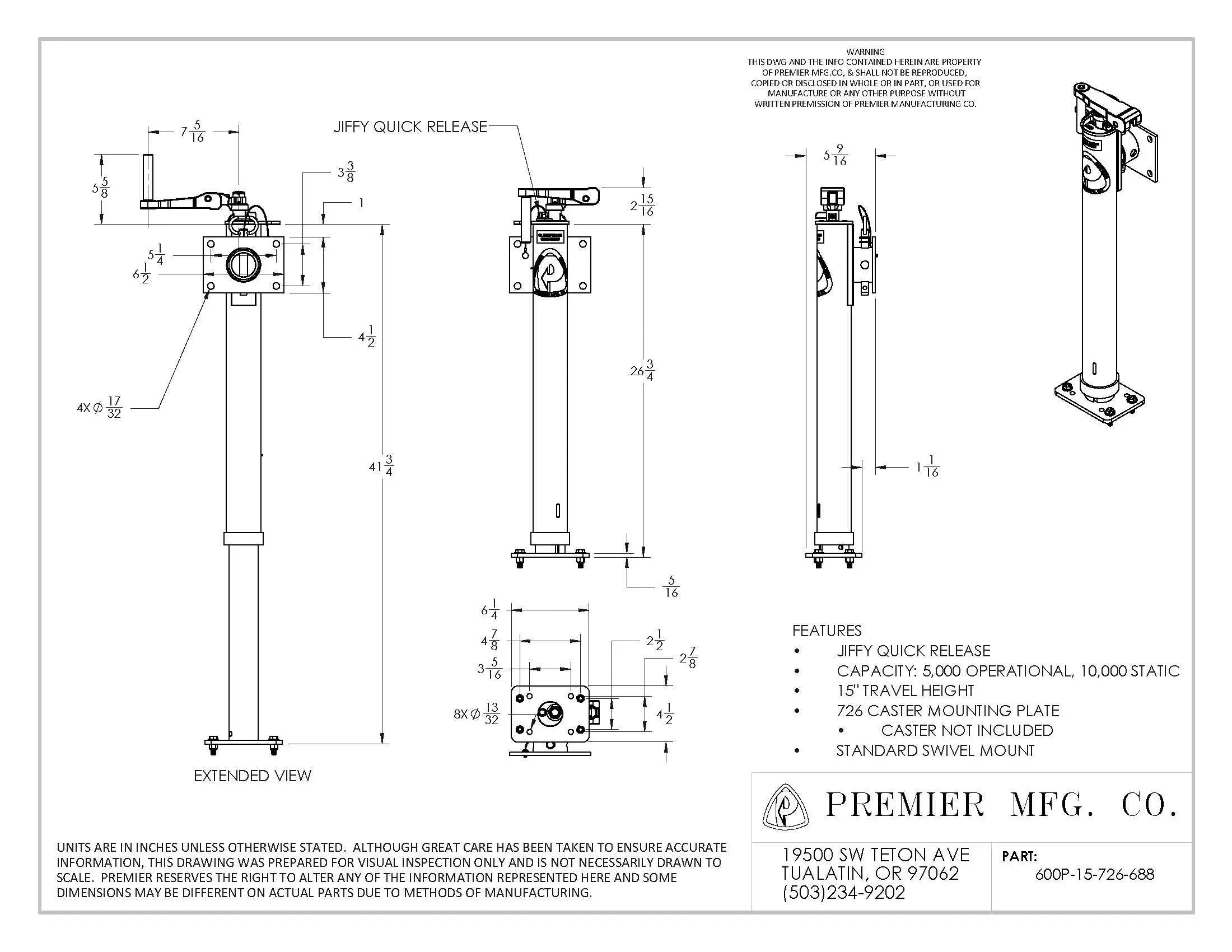 Premier Manufacturing 600 Jiffy Jacks