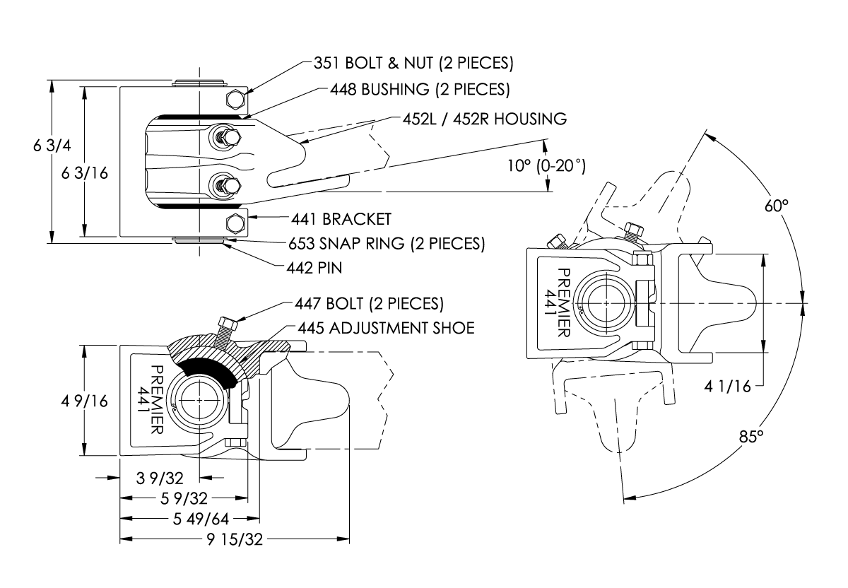 Premier Manufacturing 455 & 455A Hinge Assemblies
