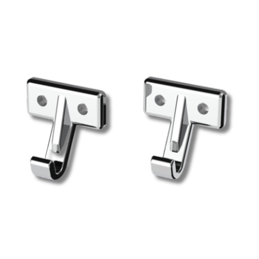 United Pacific Chrome Plastic Sun Visor Hooks (2-Pack) | # 40862