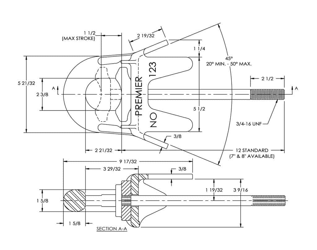 Premier Manufacturing 123 Weld-On Slack Reducing Drawbar Eye