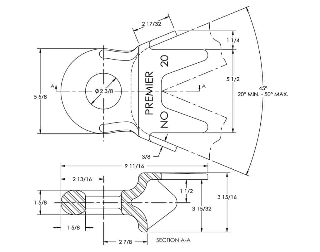 Premier Manufacturing 20 Weld-On Drawbar Eye | # 10000734