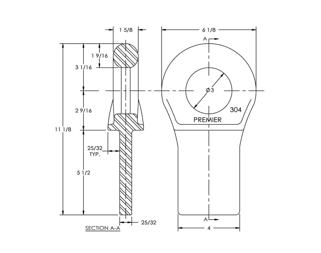 Premier 304 Weld-On Drawbar Eye | # 10000794