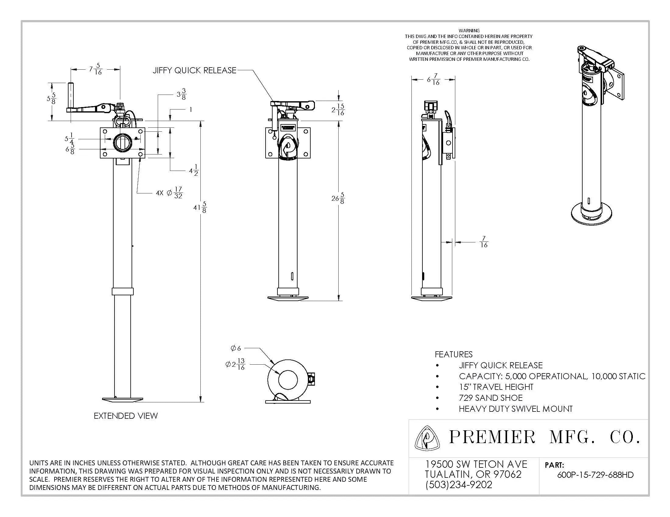 Premier Manufacturing 600 Jiffy Jacks