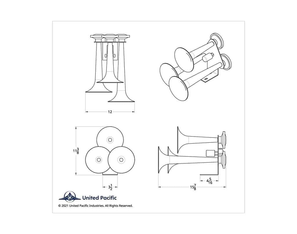 3 Trumpets "Competition Series" Chrome Train Horn | # 46151