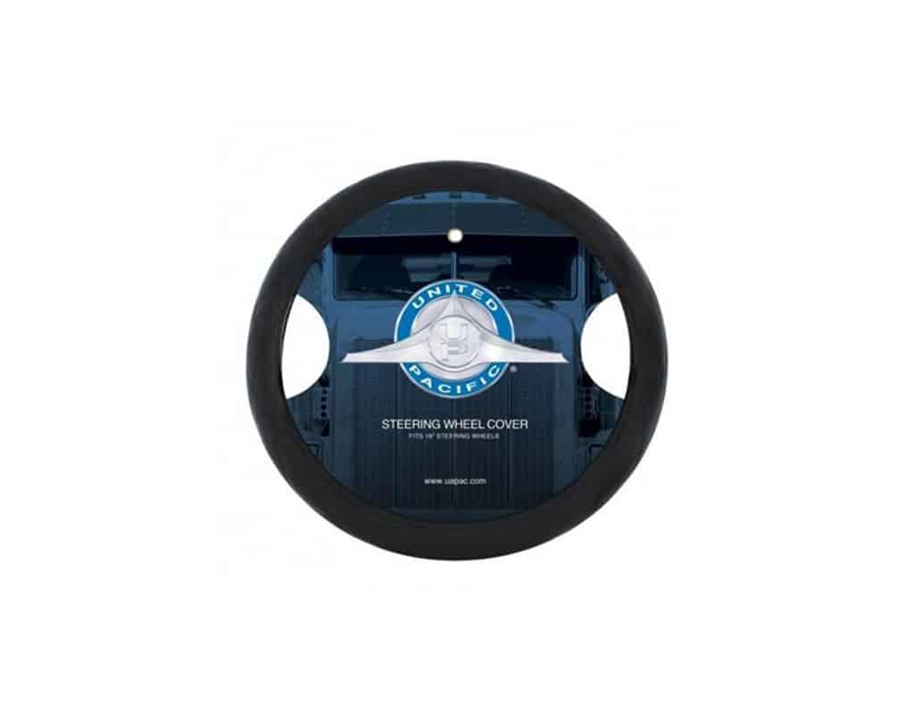 18" Crystal Black Stitched Leather Truck Steering Wheel Cover | # 70118