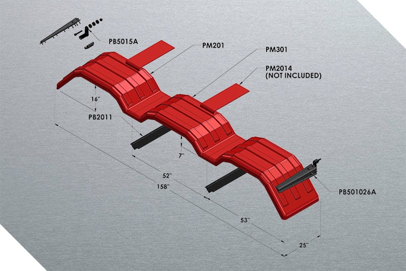 Minimizer™ 300 Semi Truck Fender Kit For Tri-Axle With 22.5" / 24.5" Tires