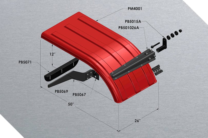 Minimizer™ MIN 4050 Half Truck Fender Set For 22.5" / 24.5" Dual Tires