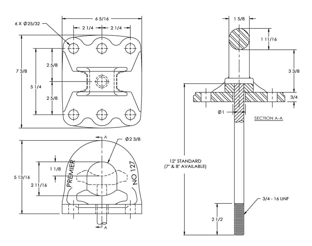 Premier Manufacturing 127 & 127F Bolt-On Slack Reducing Drawbar Eyes